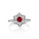 0.67 Cts Ruby and White Diamond Ring in 14K White Gold