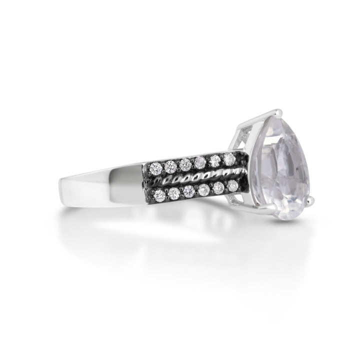 1.85 Cts Moonstone and White Diamond Ring in 14K Two Tone