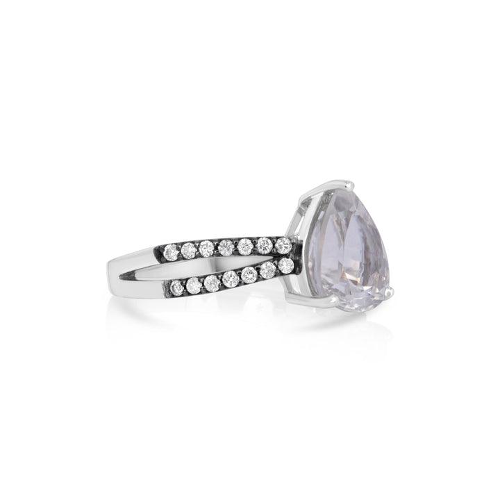 2.45 Cts Moonstone and White Diamond Ring in 14K Two Tone