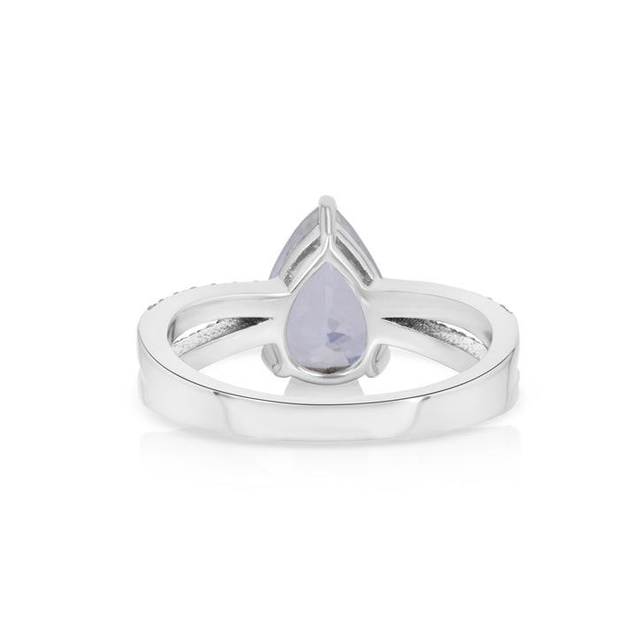 2.45 Cts Moonstone and White Diamond Ring in 14K Two Tone
