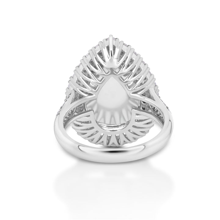 8.30 Cts Moonstone and White Diamond Ring in 18K Two Tone