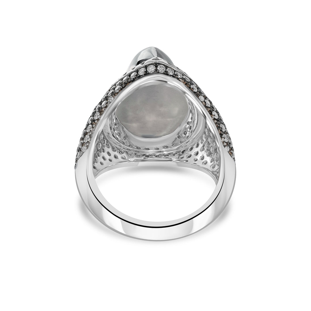 12.10 Cts Moonstone and White Diamond Ring in 18K Two Tone