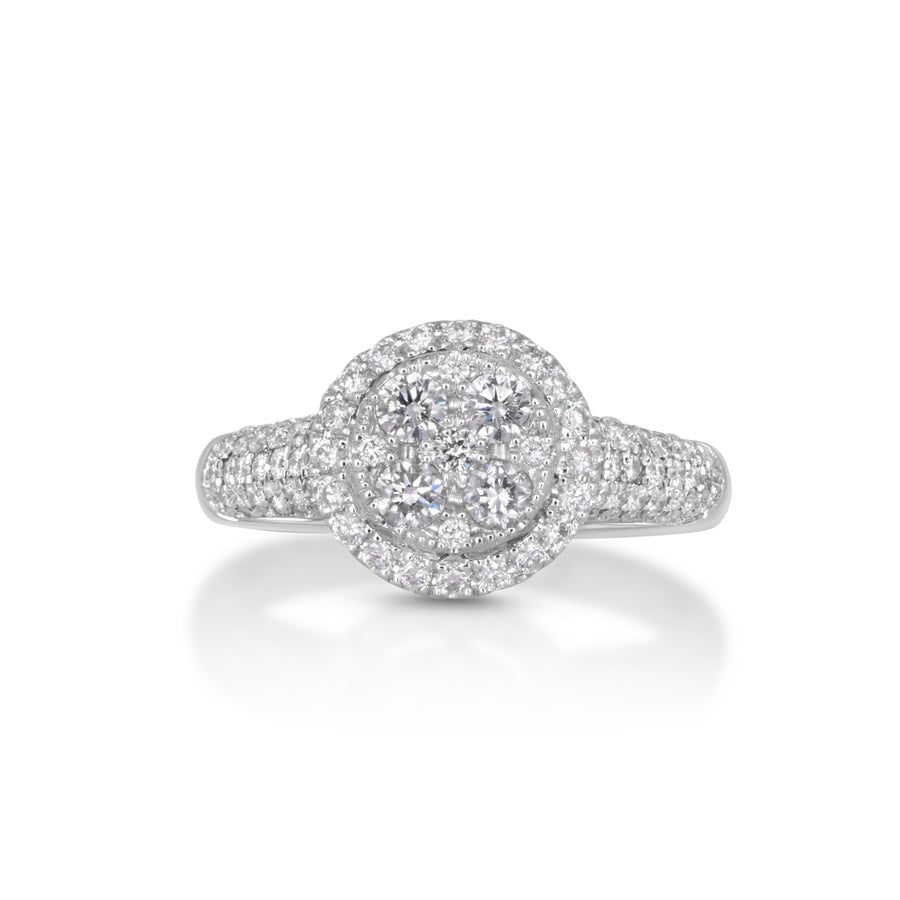 0.92 Cts White Diamond Ring in 18K White Gold