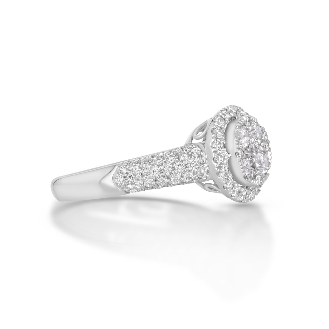 0.92 Cts White Diamond Ring in 18K White Gold