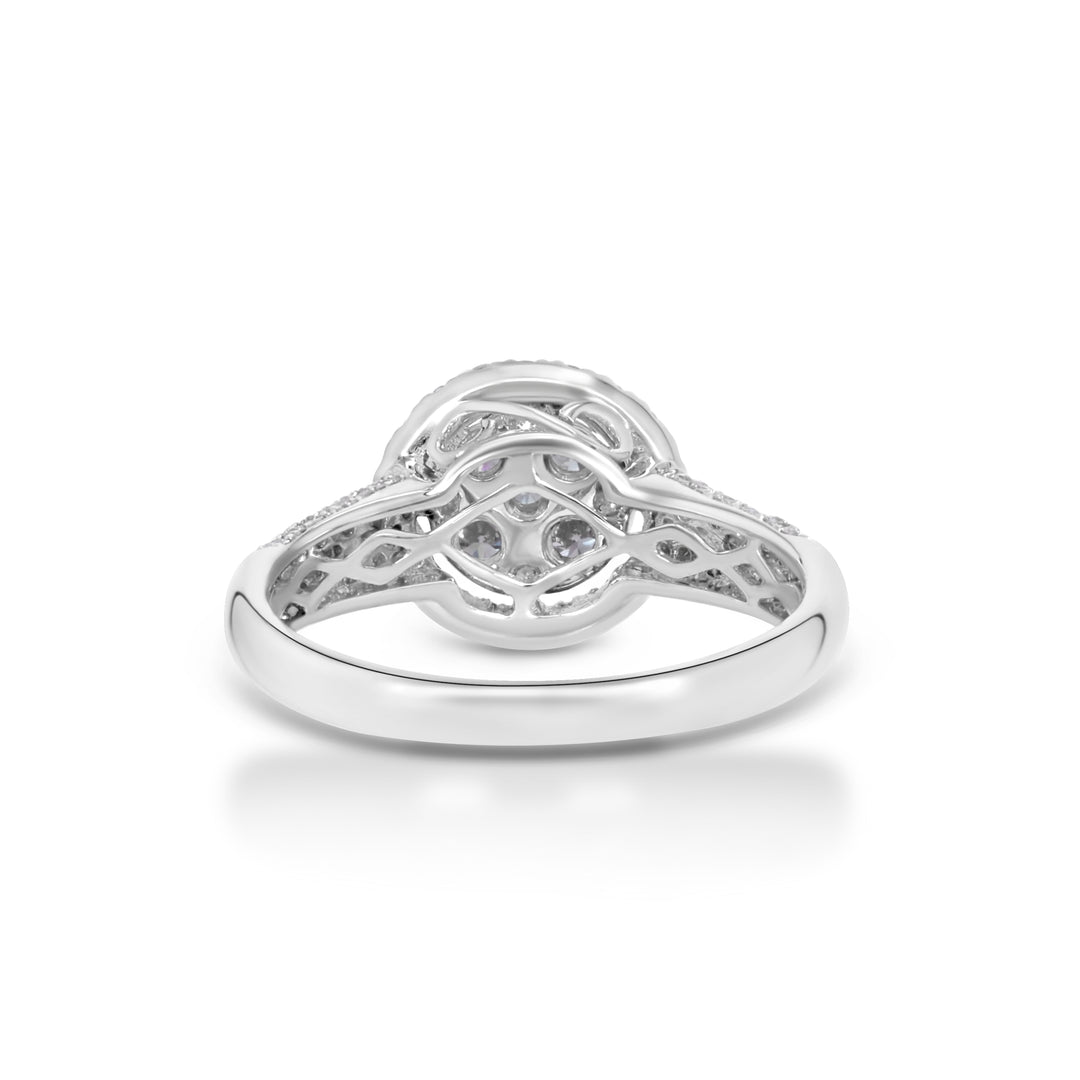 0.92 Cts White Diamond Ring in 18K White Gold