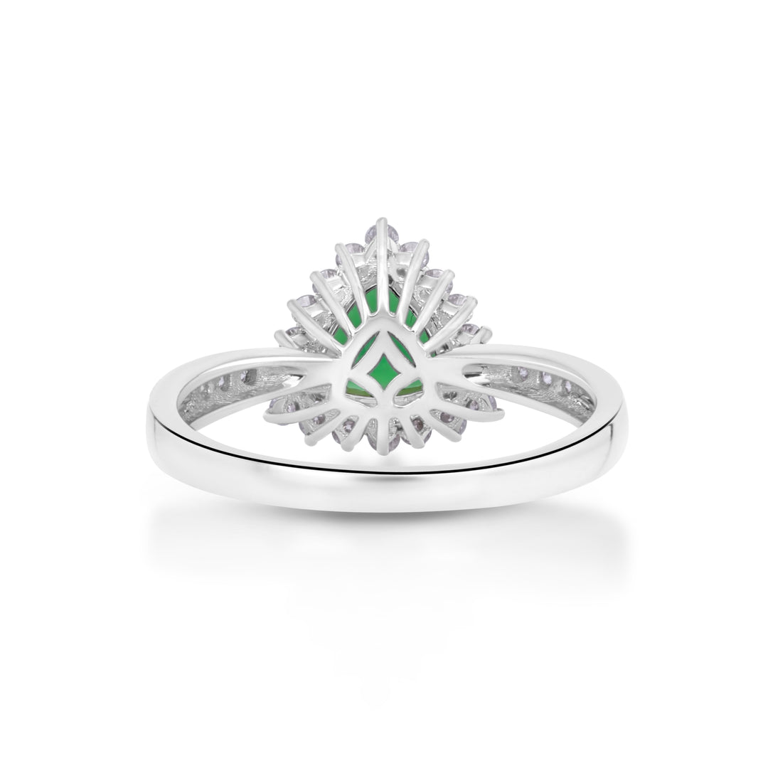 0.96 Cts Tsavorite and White Diamond Ring in 18K Two Tone