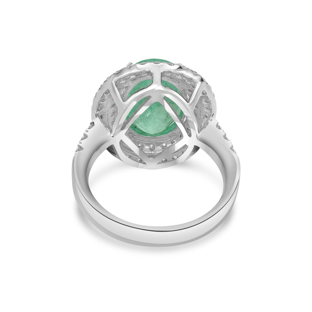 5.29 Cts Paraiba Tourmaline and White Diamond Ring in 14K White Gold