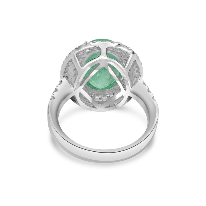 5.29 Cts Paraiba Tourmaline and White Diamond Ring in 14K White Gold