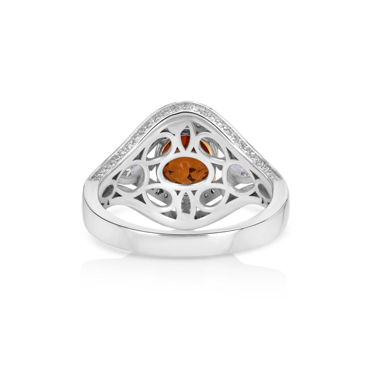 3.75 Cts Spessartite and White Diamond Ring in 14K Two Tone