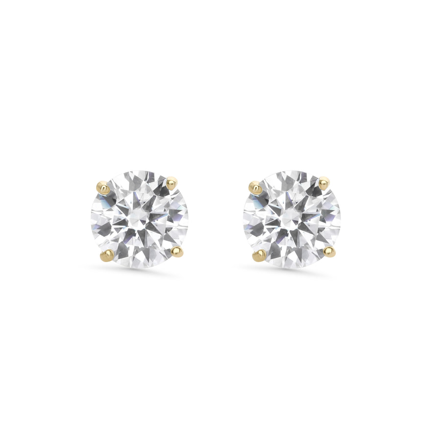 2.50 DEW White Moissanite Earring in 14K Yellow Gold