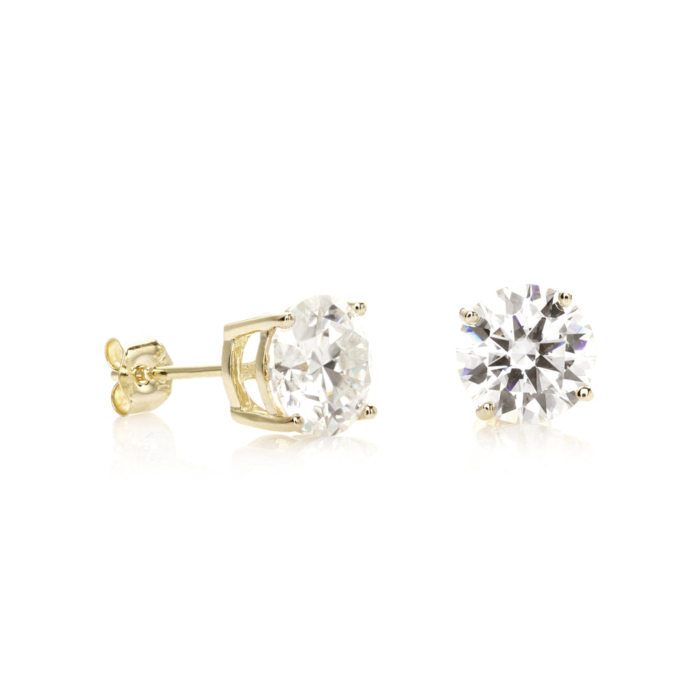 2.50 DEW White Moissanite Earring in 14K Yellow Gold
