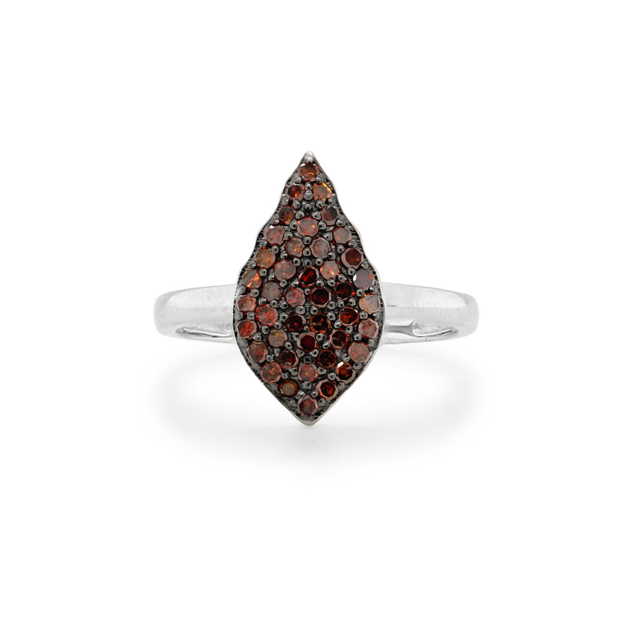 0.55 Cts Red Diamond Ring in 925 Two Tone