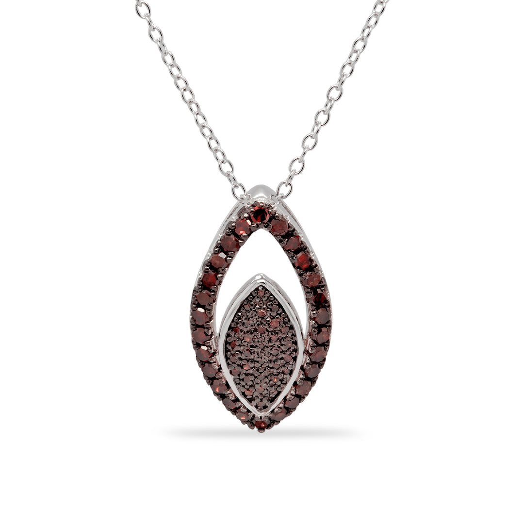 0.62 Cts Red Diamond Pendant in 925 Two Tone