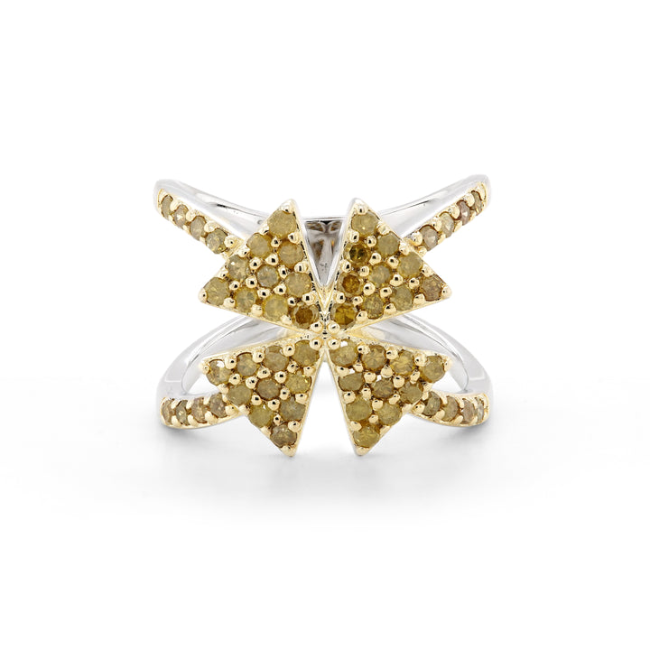 1.09 Cts Yellow Diamond Ring in 925 Two Tone
