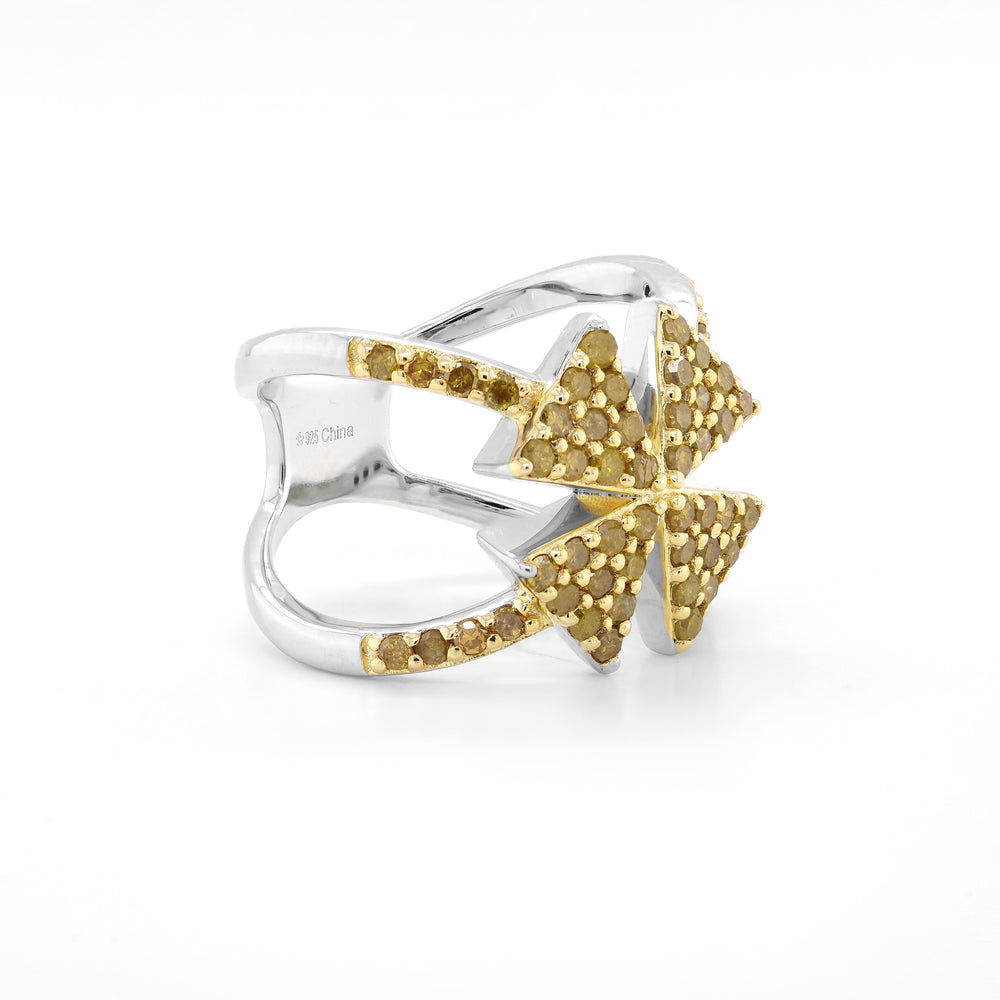 1.09 Cts Yellow Diamond Ring in 925 Two Tone