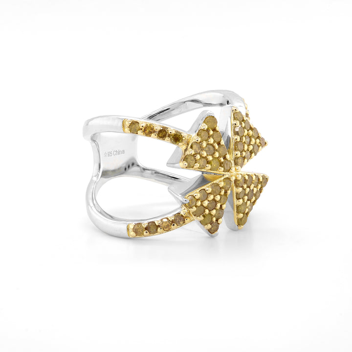 1.09 Cts Yellow Diamond Ring in 925 Two Tone