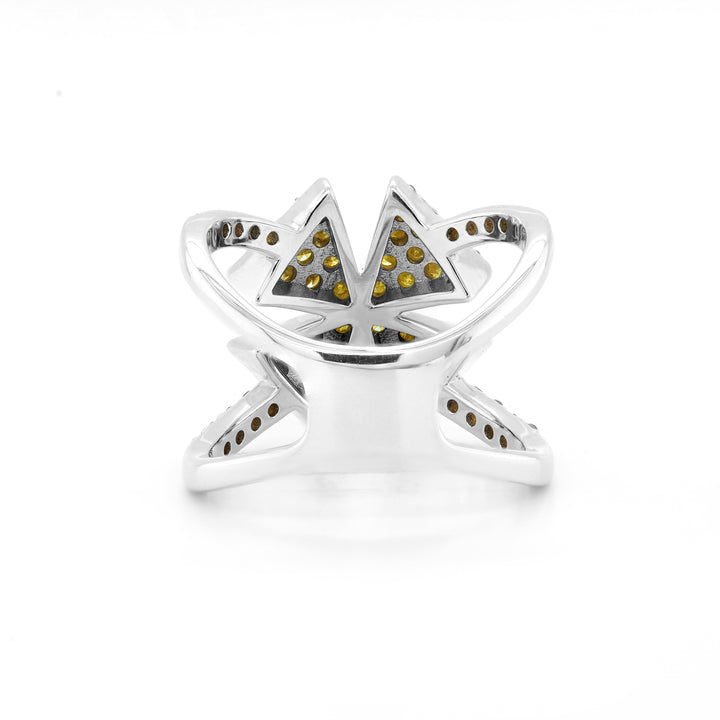 1.09 Cts Yellow Diamond Ring in 925 Two Tone