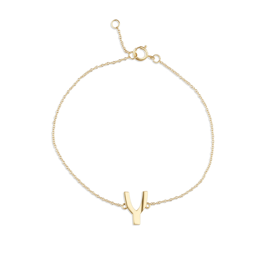 Wish Bone Charm Bracelet in 14K Yellow Gold