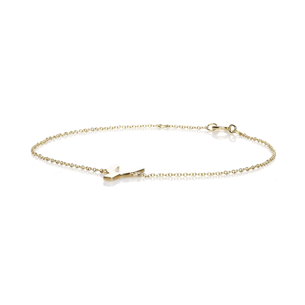 Wish Bone Charm Bracelet in 14K Yellow Gold