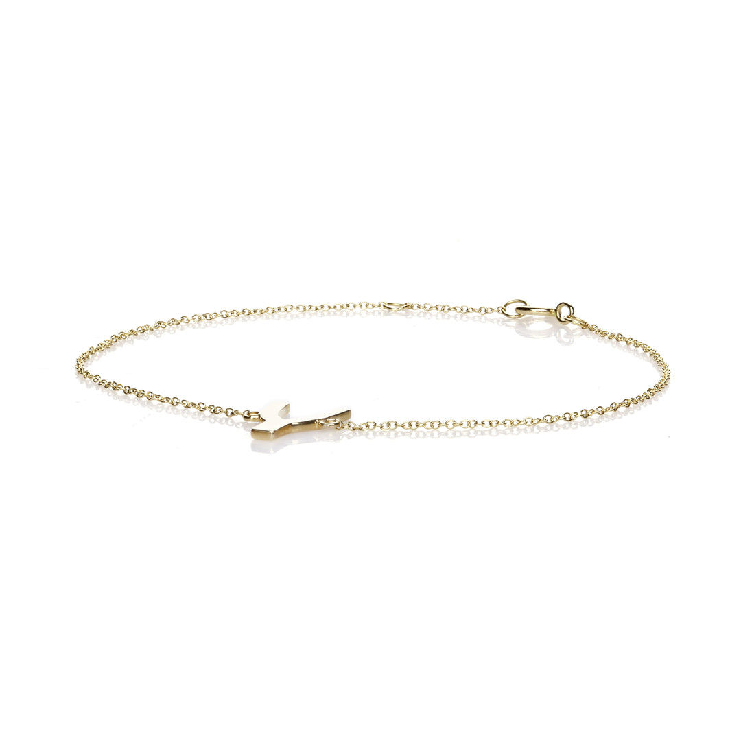 Wish Bone Charm Bracelet in 14K Yellow Gold