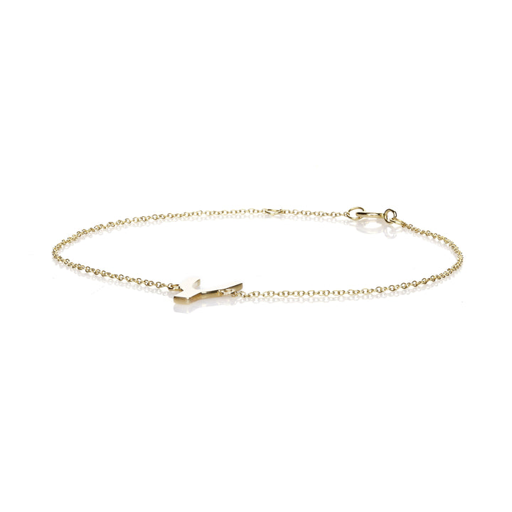 Wish Bone Charm Bracelet in 14K Yellow Gold