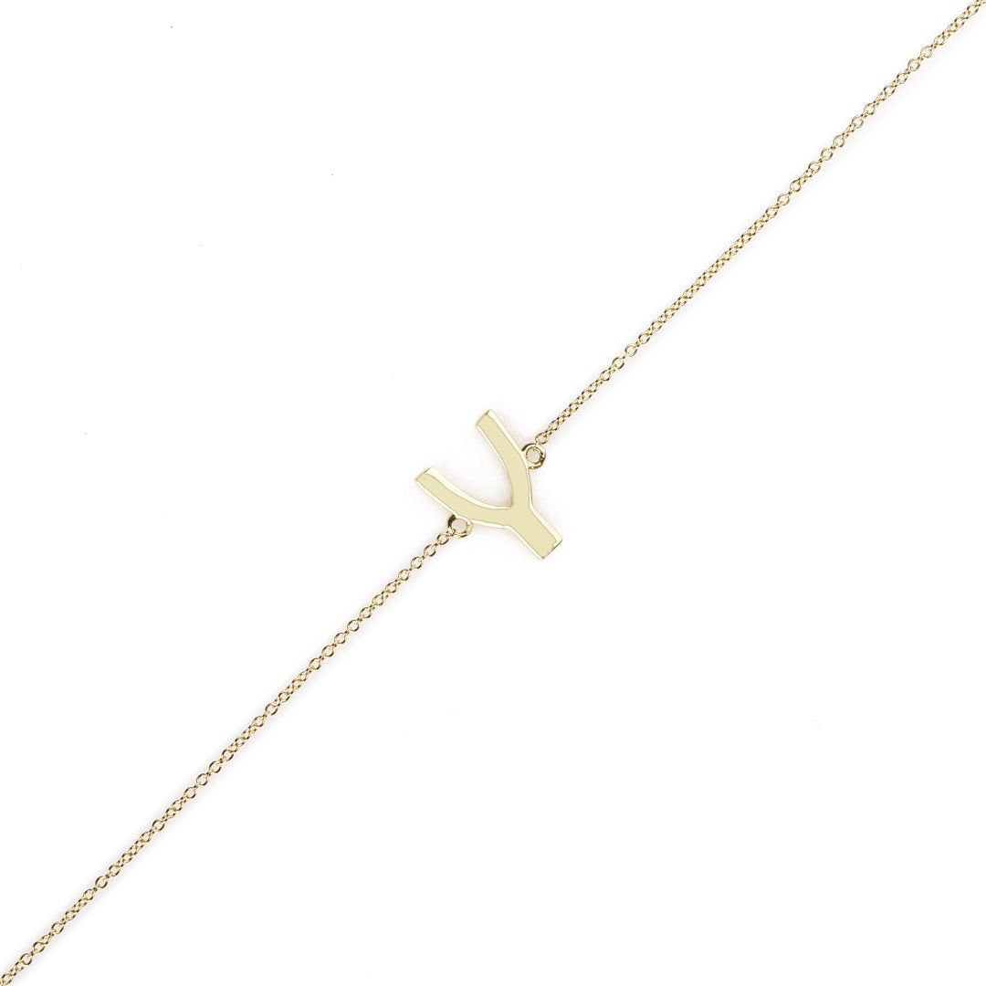 Wish Bone Charm Bracelet in 14K Yellow Gold