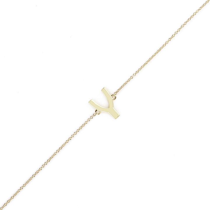 Wish Bone Charm Bracelet in 14K Yellow Gold