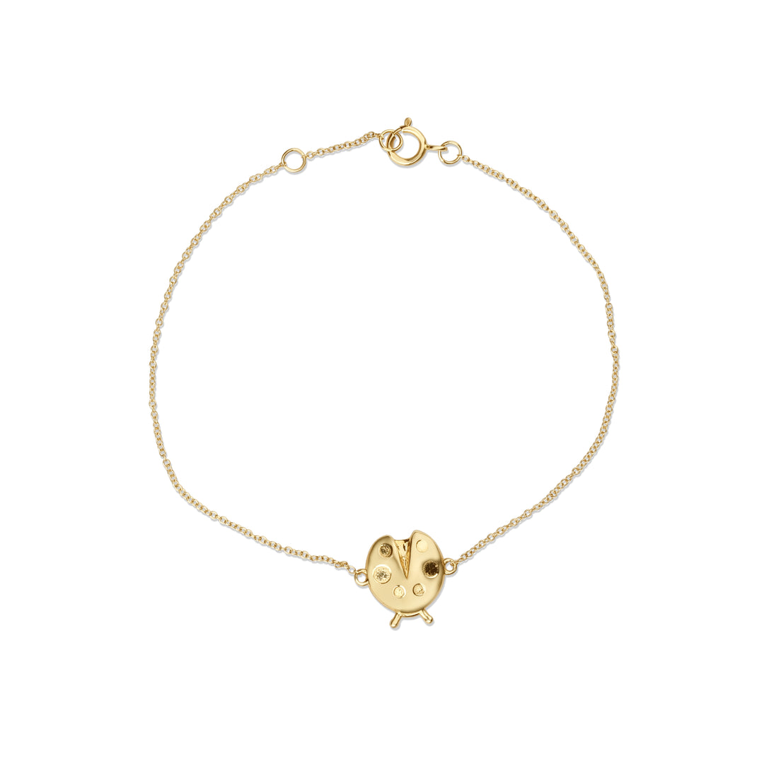 Lady Bug Charm Bracelet in 14K Yellow Gold