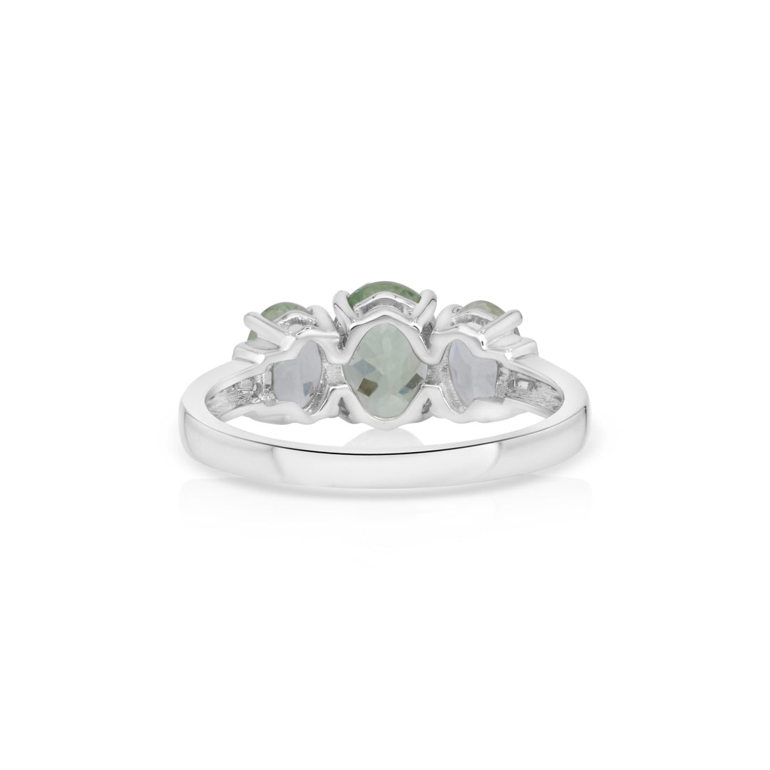 2.65 Cts UV Mint Garnet and White Diamond Ring in 14K White Gold