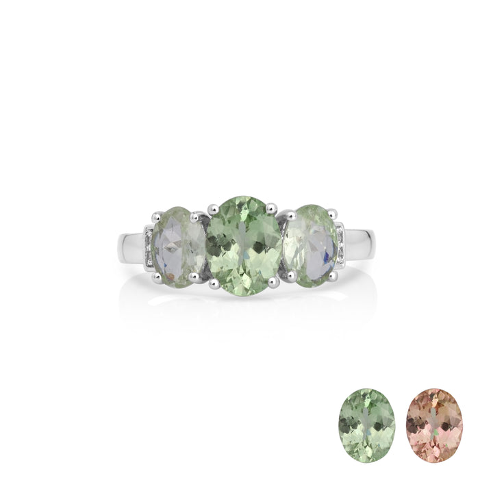 2.65 Cts UV Mint Garnet and White Diamond Ring in 14K White Gold