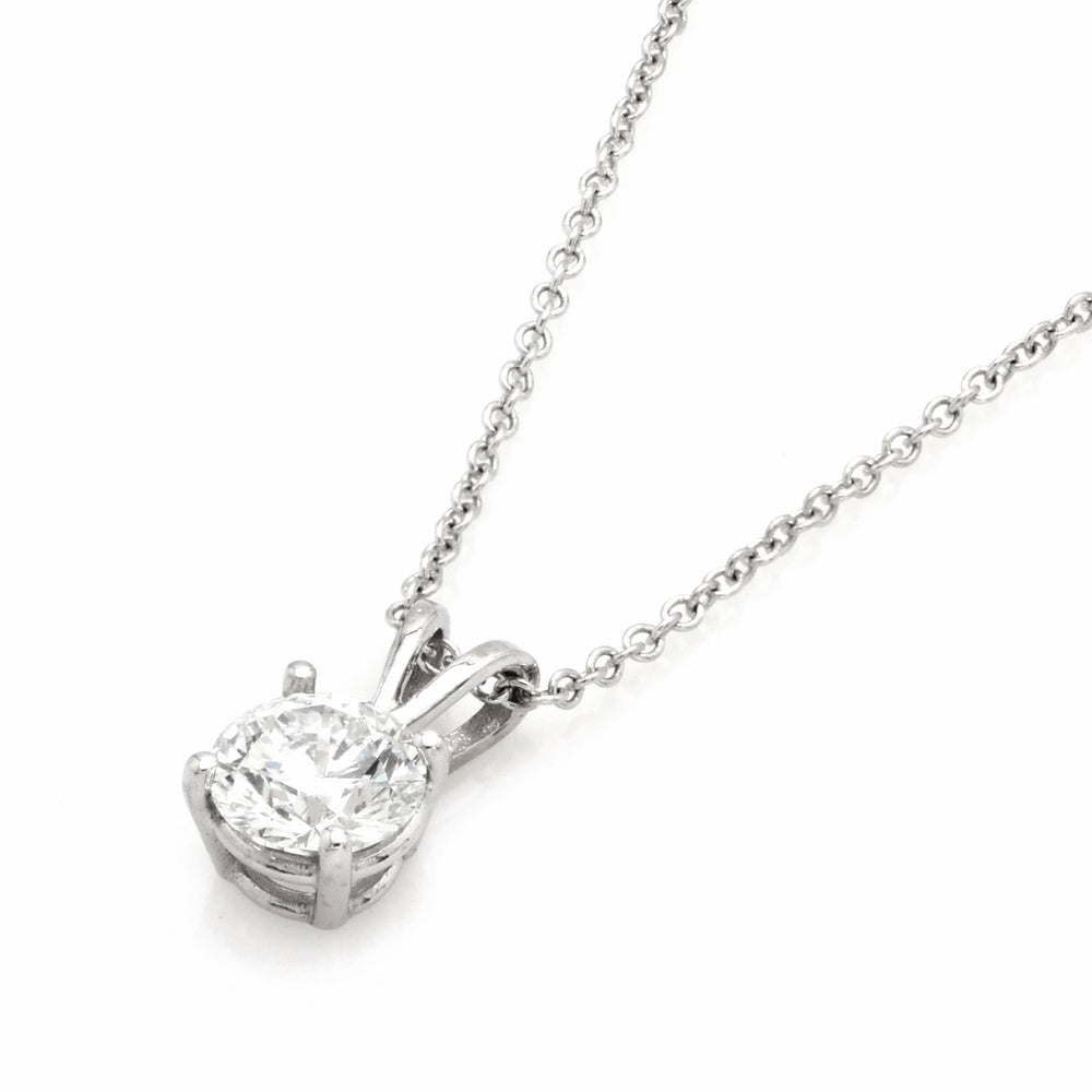 0.75 Cts Lab Grown White Diamond Pendant in 14K White Gold
