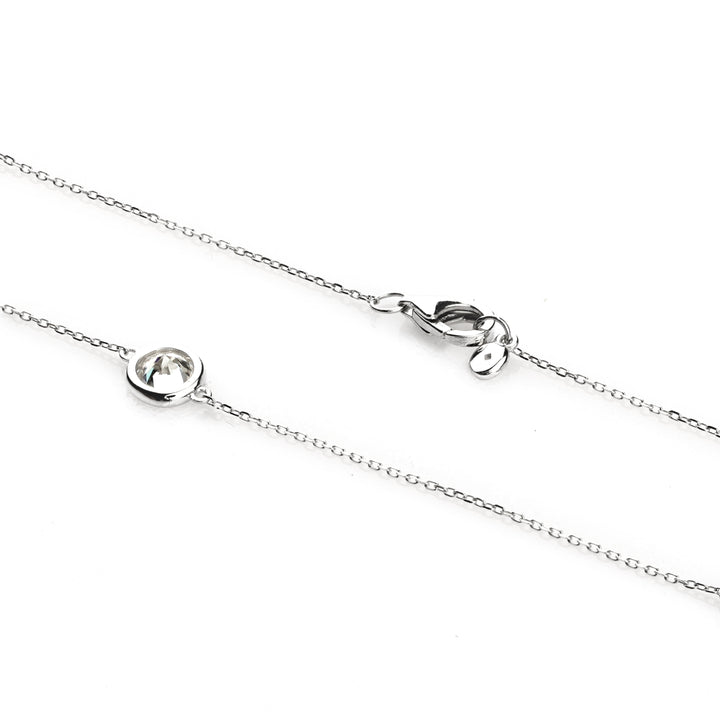 White Moissanite Station Necklace in 14K White Gold