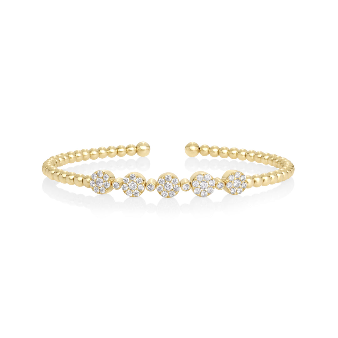 0.7 Cts White Diamond Flex Bangle in 14K Yellow Gold