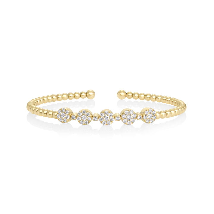 0.7 Cts White Diamond Flex Bangle in 14K Yellow Gold