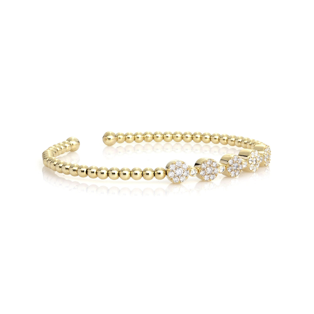 0.7 Cts White Diamond Flex Bangle in 14K Yellow Gold