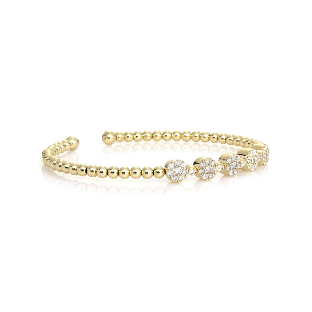 0.7 Cts White Diamond Flex Bangle in 14K Yellow Gold