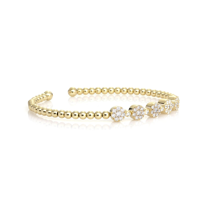 0.7 Cts White Diamond Flex Bangle in 14K Yellow Gold