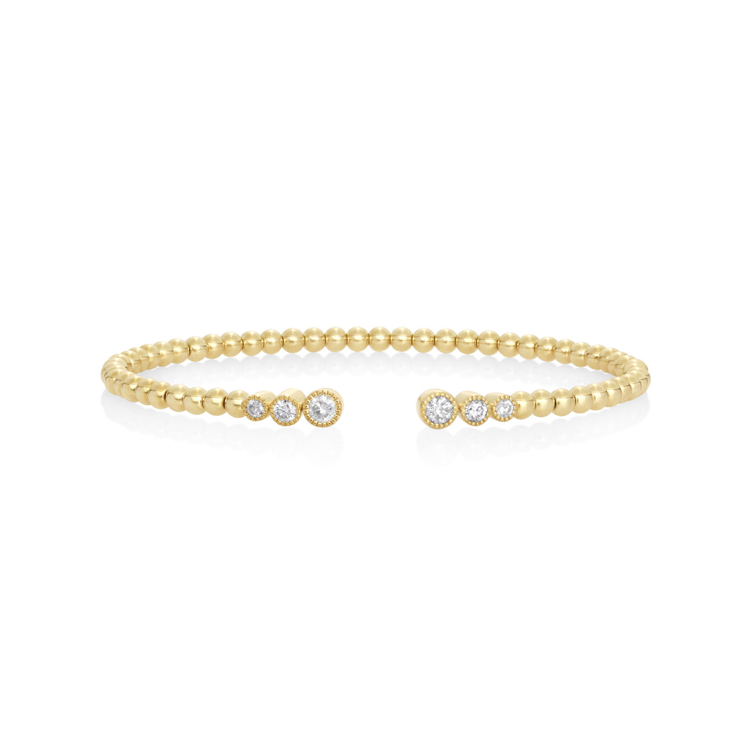 0.42 Cts White Diamond Flex Bangle in 14K Yellow Gold