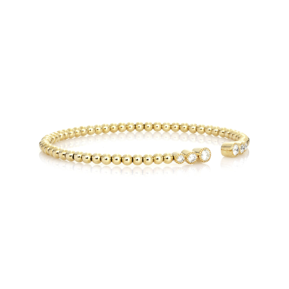 0.42 Cts White Diamond Flex Bangle in 14K Yellow Gold