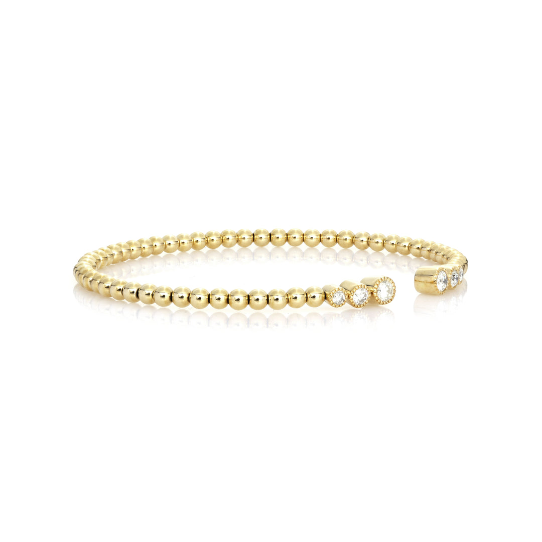0.42 Cts White Diamond Flex Bangle in 14K Yellow Gold