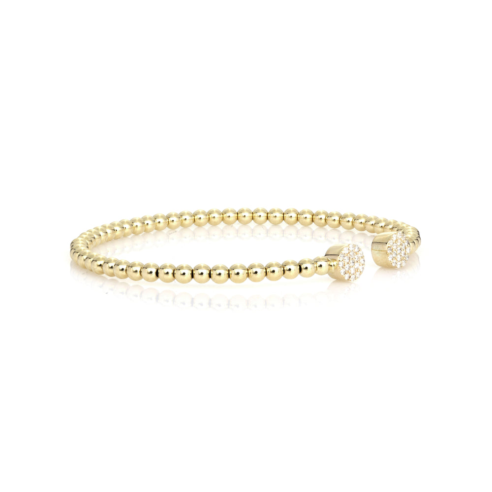 0.14 Cts White Diamond Flex Bangle in 14K Yellow Gold