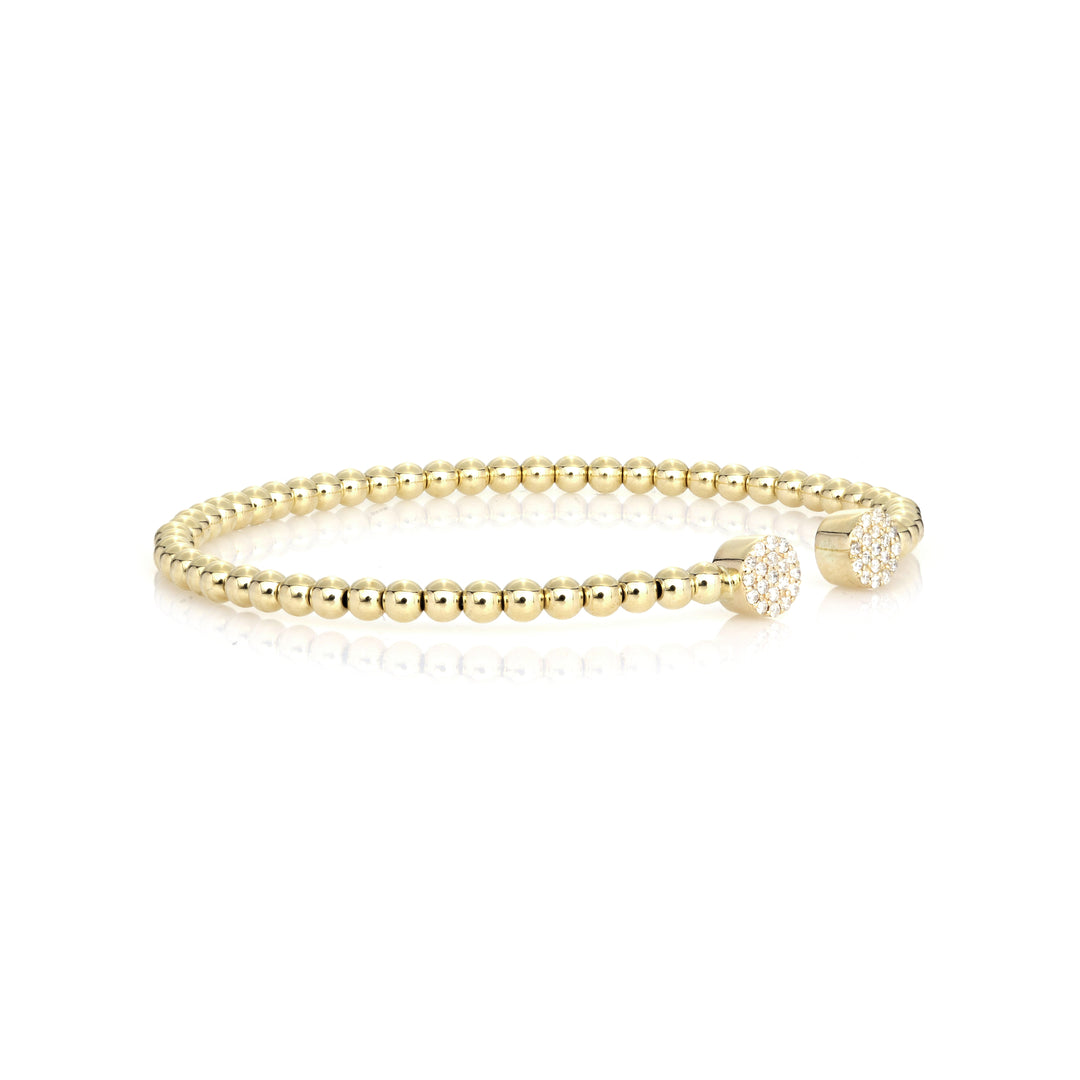 0.14 Cts White Diamond Flex Bangle in 14K Yellow Gold