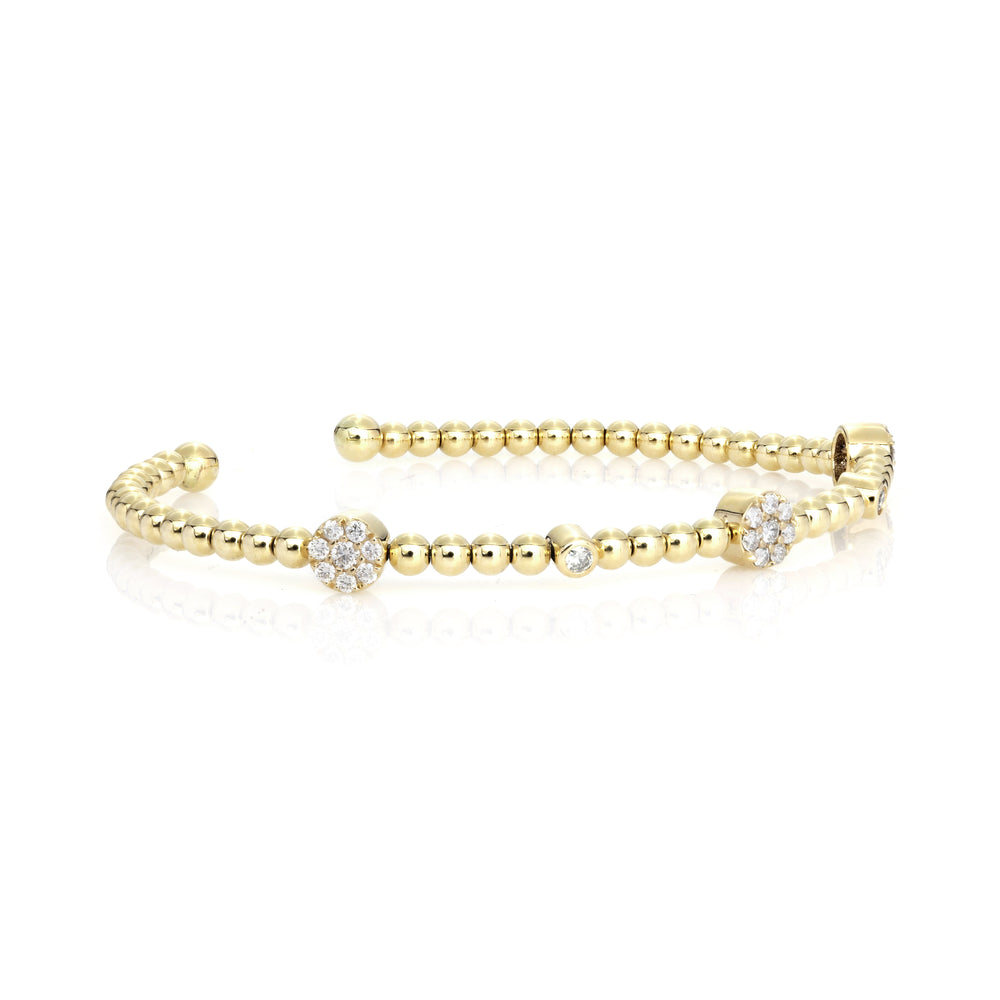 0.45 Cts White Diamond Flex Bangle in 14K Yellow Gold