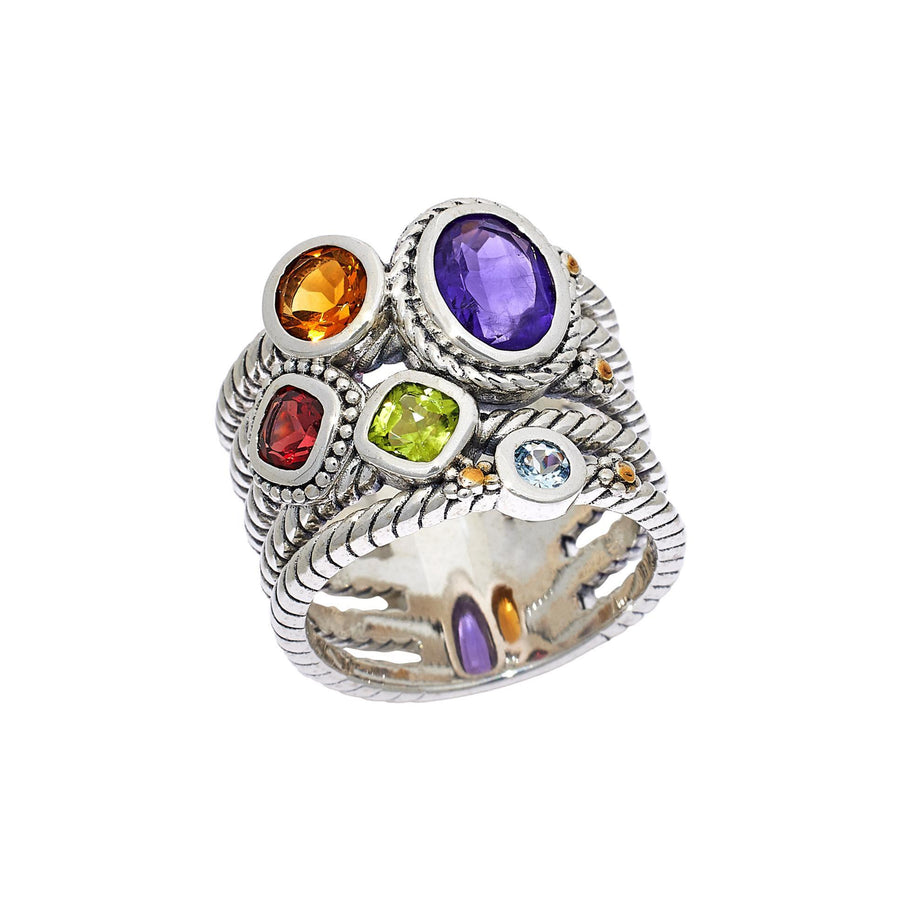 2.57 Cts Multi Gemstone Ring in 925