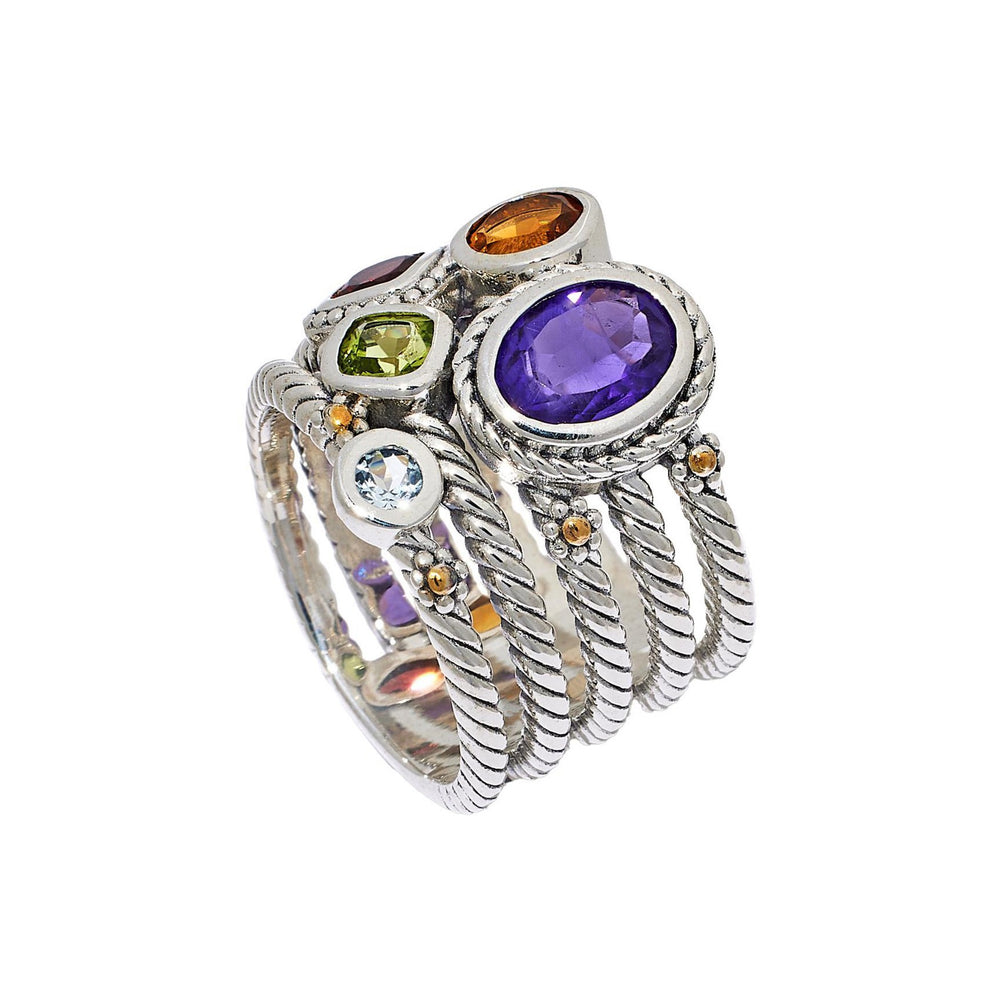 2.57 Cts Multi Gemstone Ring in 925