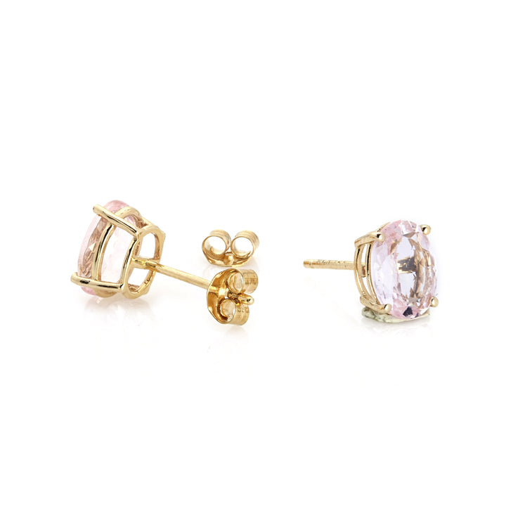 1.5 Cts Morganite Earring in 14K Yellow Gold