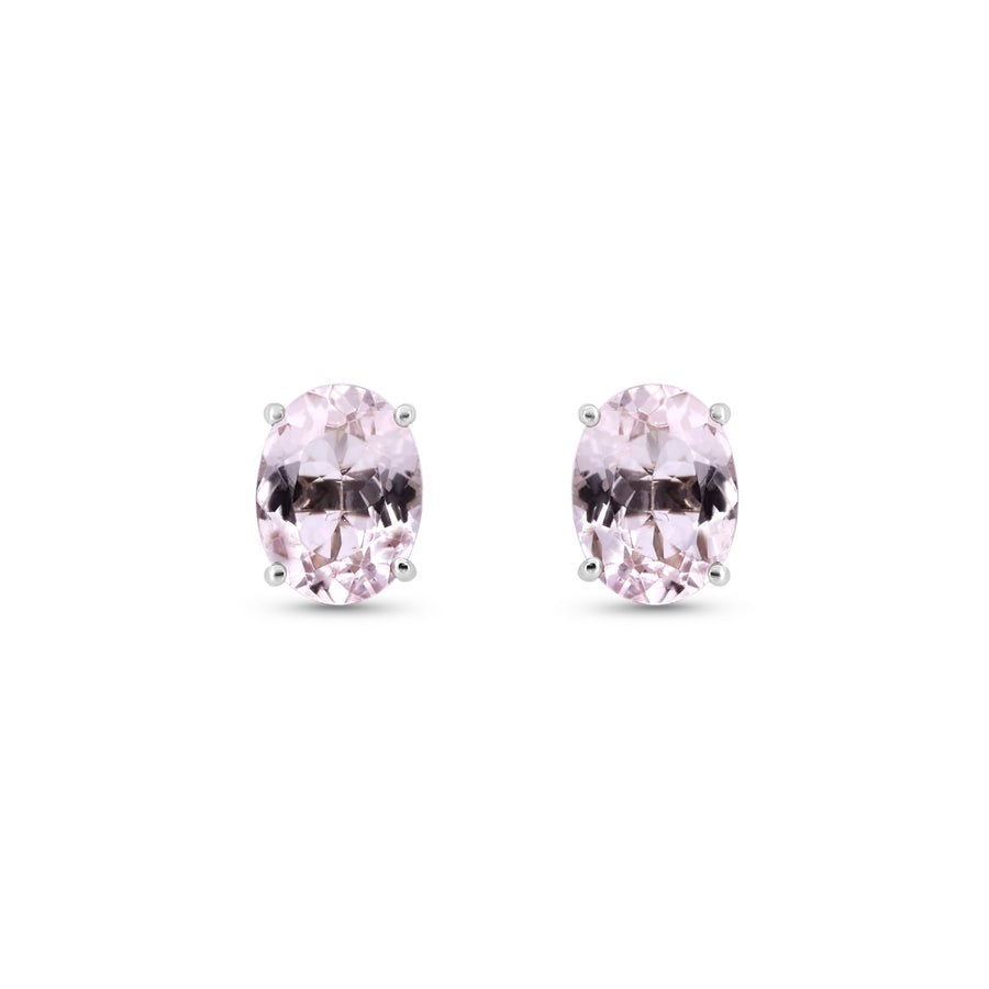 1.5 Cts Morganite Earring in 14K White Gold