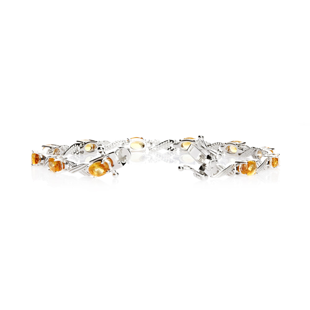 4.76 Cts Citrine Station Bracelet In 925 Sterling Silver