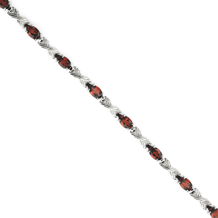 5.81 Cts Garnet Station Bracelet In 925 Sterling Silver