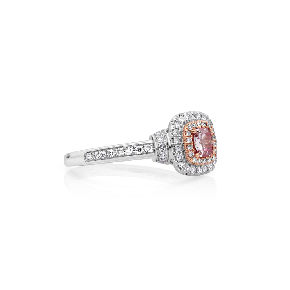 0.34 Cts Pink Diamond and White Diamond Ring in 18K Two Tone